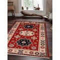 Glitzy Rugs Glitzy Rugs UBSAF0104K2609A9 5 x 8 ft. Hand Knotted Afghan Wool & Silk Kazak Rectangle Area Rug; Red & Cream UBSAF0104K2609A9